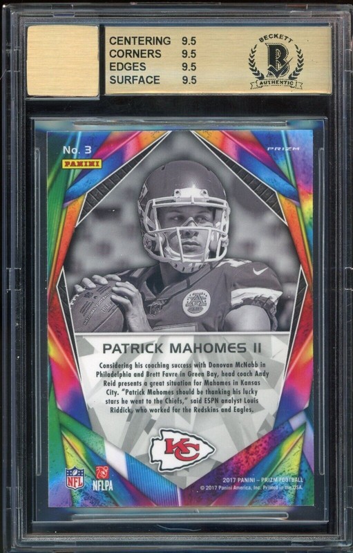 2017 Panini Prizm Illumination #3 Patrick Mahomes RC BGS 9.5/10 Auto GEM MINT view 2