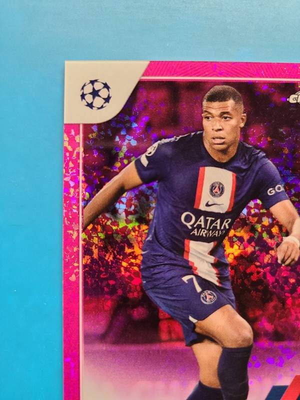 2023 Topps Chrome Champions League Kylian Mbappe Fuchsia Mini-Diamond /175 view 2