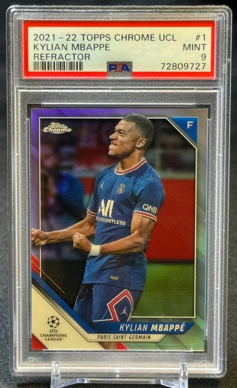 Kylian Mbappe 2021-22 Topps Chrome UCL Refractor PSA 9 MINT Paris Saint-Germain
