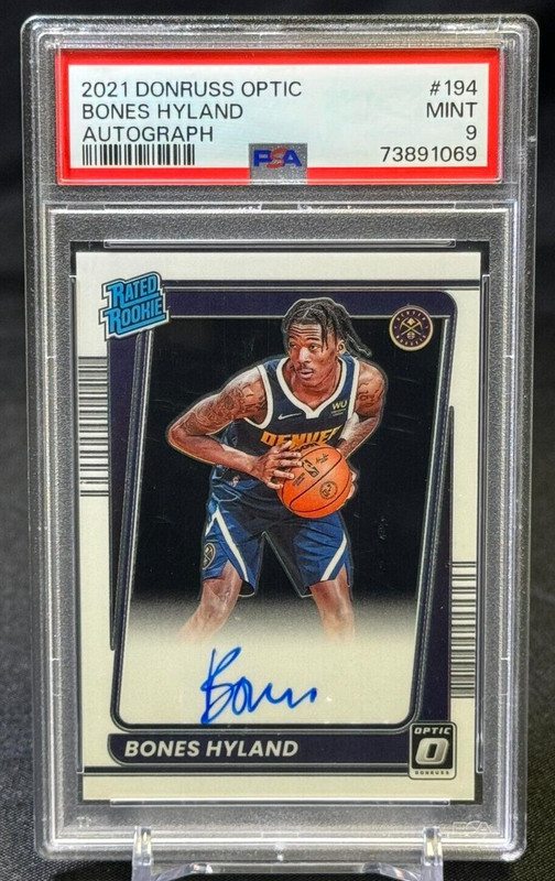 Bones Hyland 2021 Panini Donruss Optic Basketball Rated Rookie Autograph PSA 9
