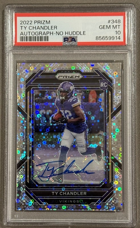 2022 Panini Prizm - Ty Chandler No Huddle Auto RC Rookie No. 348 Vikings PSA 10