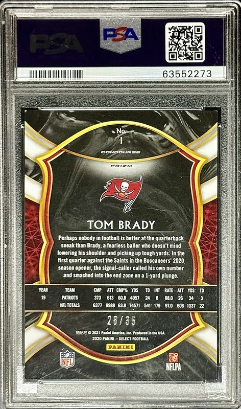 Tom Brady PSA 9 - 2020 Select #1 WHITE PRIZM /35 - Tampa Bay Buccaneers view 2