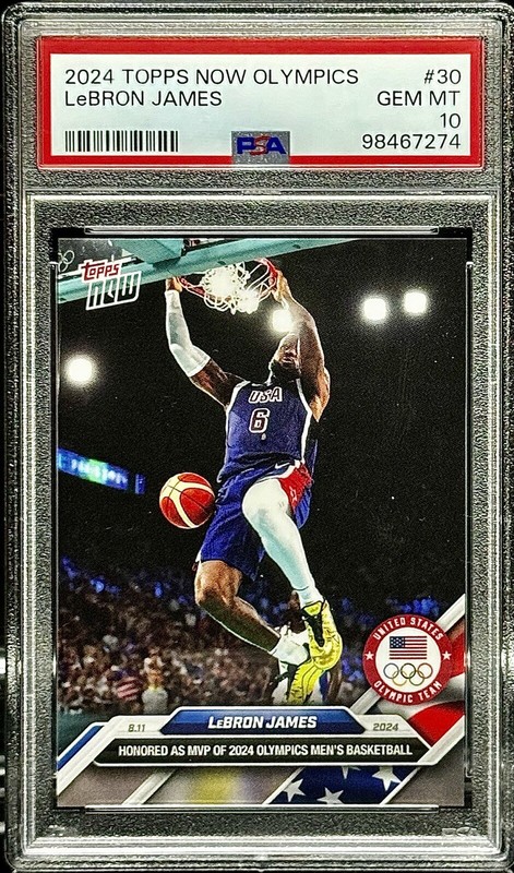 Lebron James PSA 10 - 2024 Topps Now Olympics #30 - Team USA - Gold Medal