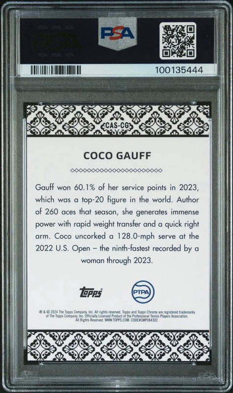 2024 Topps Chrome Tennis Coco Gauff #/50 Aces Gold Refractor #CAS-CG PSA 8 view 2