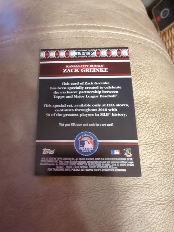 2010 Topps Logoman HTA Zack Greinke Kansas City Royals #HTA-37 view 2