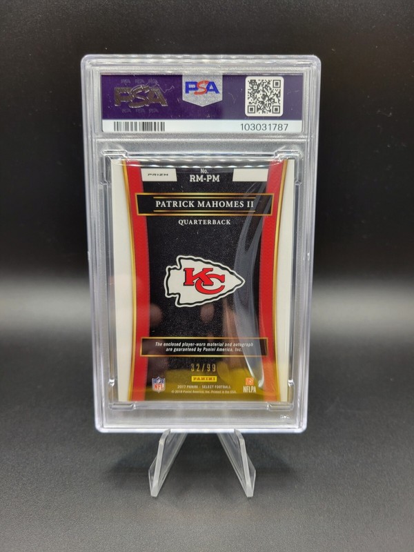 2017 Select Silver Prizm #2 Patrick Mahomes II RC Jersey AUTO /99 PSA 10 AUTO 10 view 2