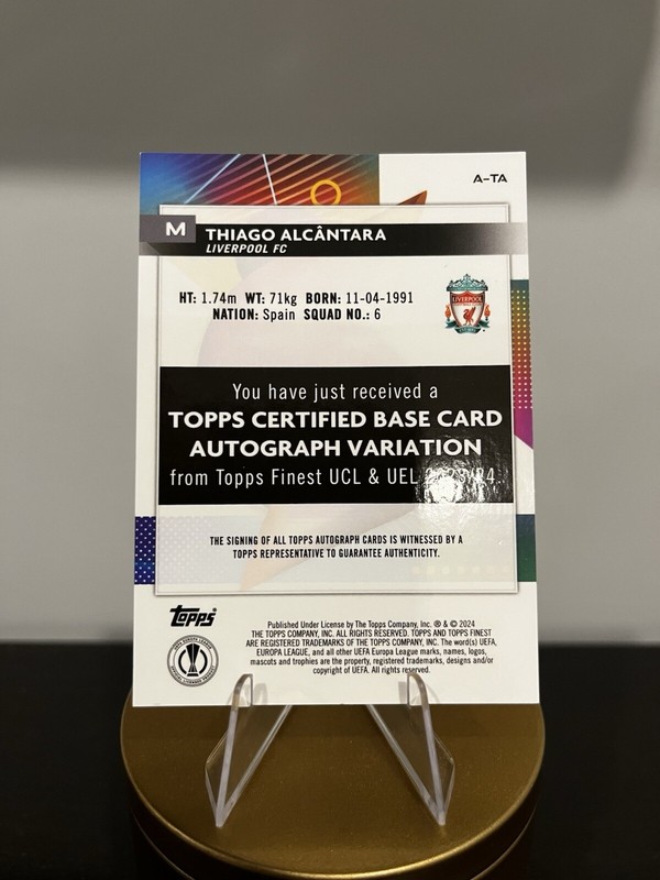 2023-24 Finest UEFA Autographs Neon Green Refractors #ATA Thiago Alcantara /99 view 2
