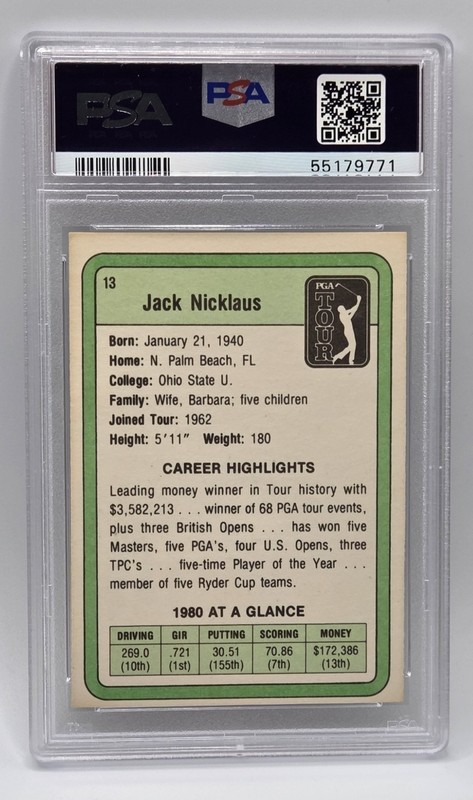 1981 Donruss Golf Jack Nicklaus #13 PSA EX 5 view 2
