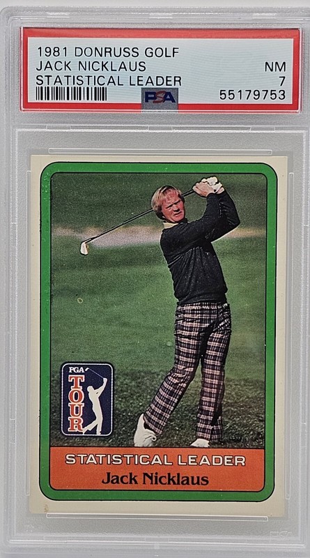 1981 Donruss Golf Jack Nicklaus Statistical Leader PSA NM 7