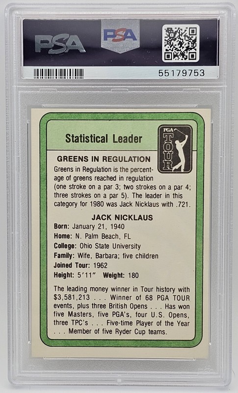 1981 Donruss Golf Jack Nicklaus Statistical Leader PSA NM 7 view 2