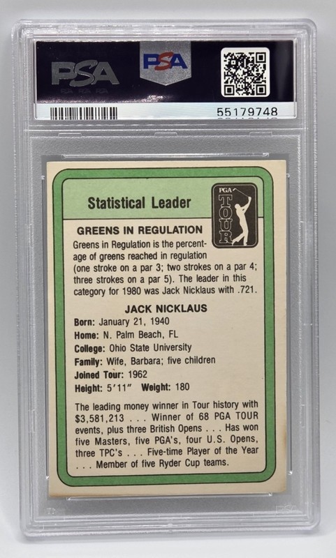 1981 Donruss Golf Jack Nicklaus Statistical Leader PSA EX-MT 6 view 2