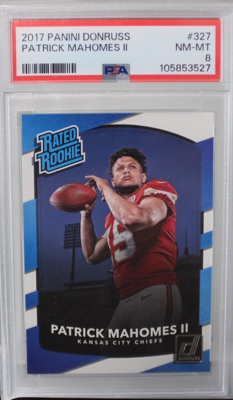 2017 Panini Donruss - Rated Rookie #327 Patrick Mahomes II (RC) Graded PSA8