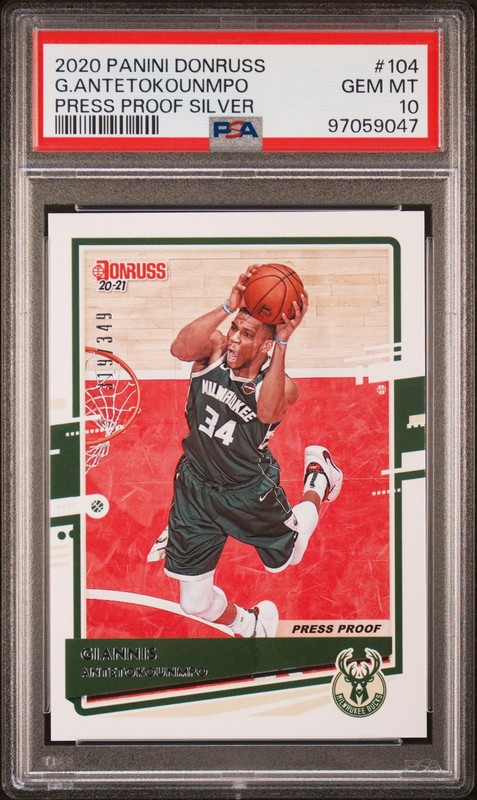 2020 Panini Donruss #104 G.Antetokounmpo Press Proof Silver PSA 10