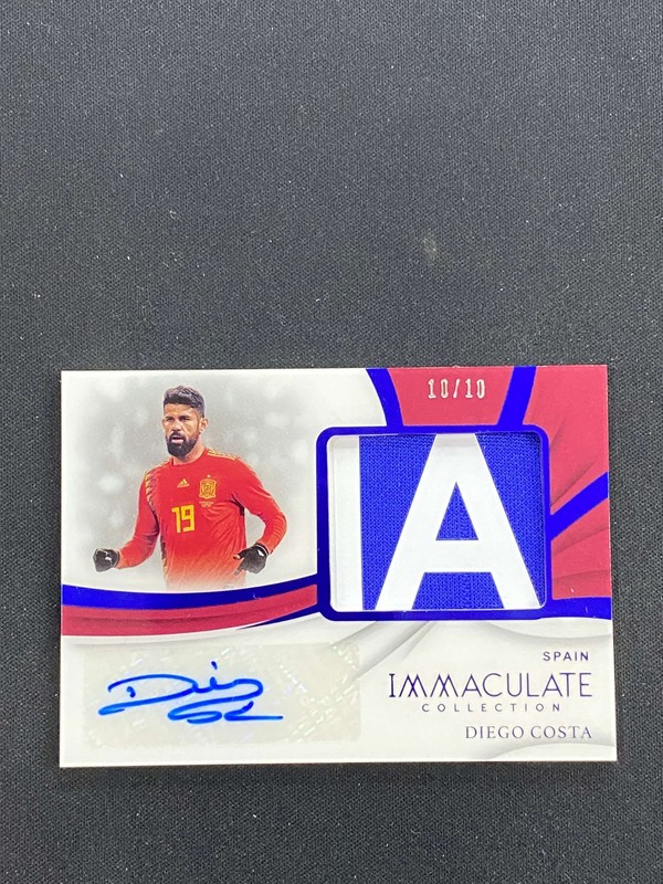 2018-19 Immaculate Soccer Blue Diego Costa Spain Match-Worn Patch AUTO 10/10