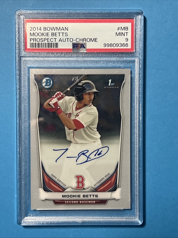 2014 MOOKIE BETTS BOWMAN CHROME ROOKIE CARD AUTO PSA 9 -  #BCAPMB 🔥