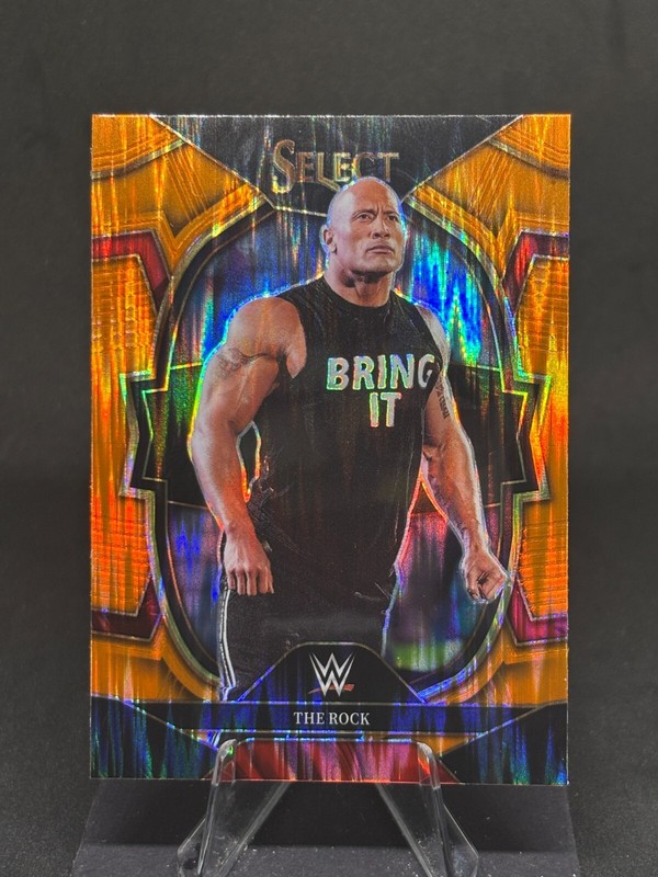 Dwayne The Rock Johnson 2023 Select WWE Concourse #31 Orange Flash Prizm