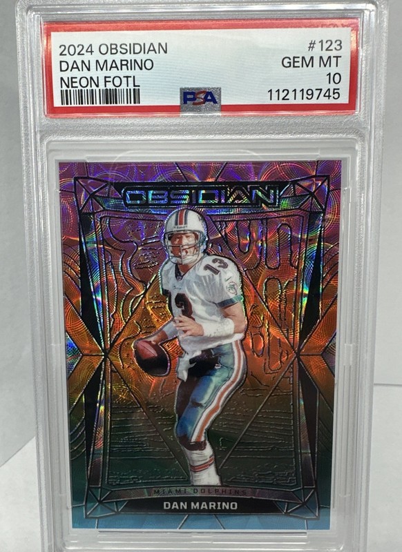 2024 Panini Obsidian Football Dan Marino NEON FOTL 3/4 🔥PSA 10 GEM MT 🔥HOF 