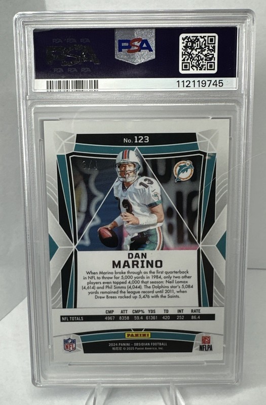 2024 Panini Obsidian Football Dan Marino NEON FOTL 3/4 🔥PSA 10 GEM MT 🔥HOF  view 2