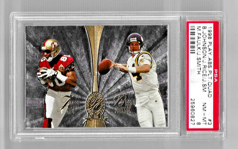 1998 PLAYOFF ABSOLUTE PLATINUM QUADS 3 HOF JERRY RICE MARSHALL FAULK PSA 8 POP 1