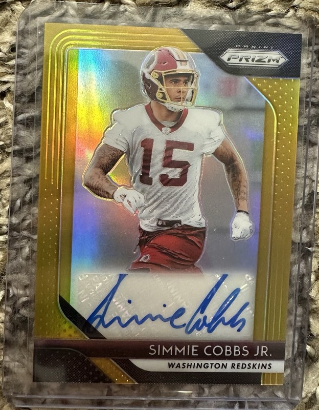 2018 Prizm Football Simmie Cobbs Jr. Rookie Gold Auto #8/10 Redskins