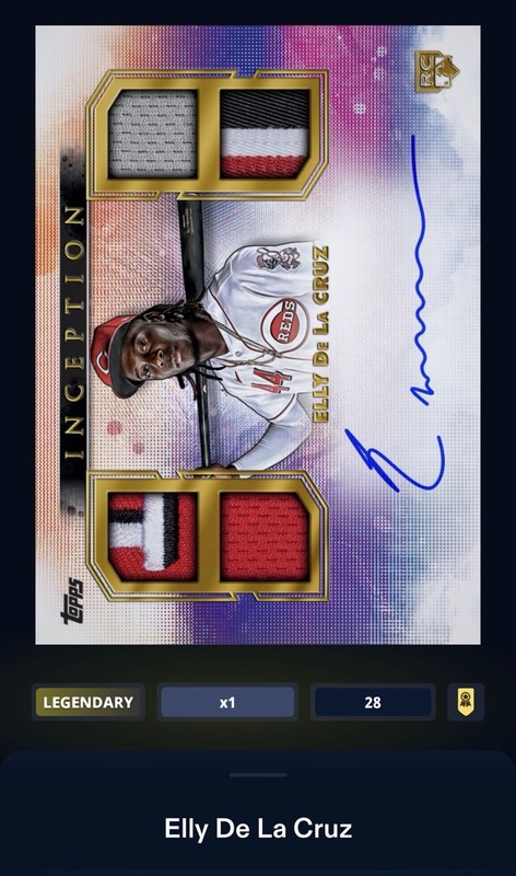 2024 Topps Bunt Inception - Auto  Jumbo Patches Elly De La Cruz /28 (Digital)