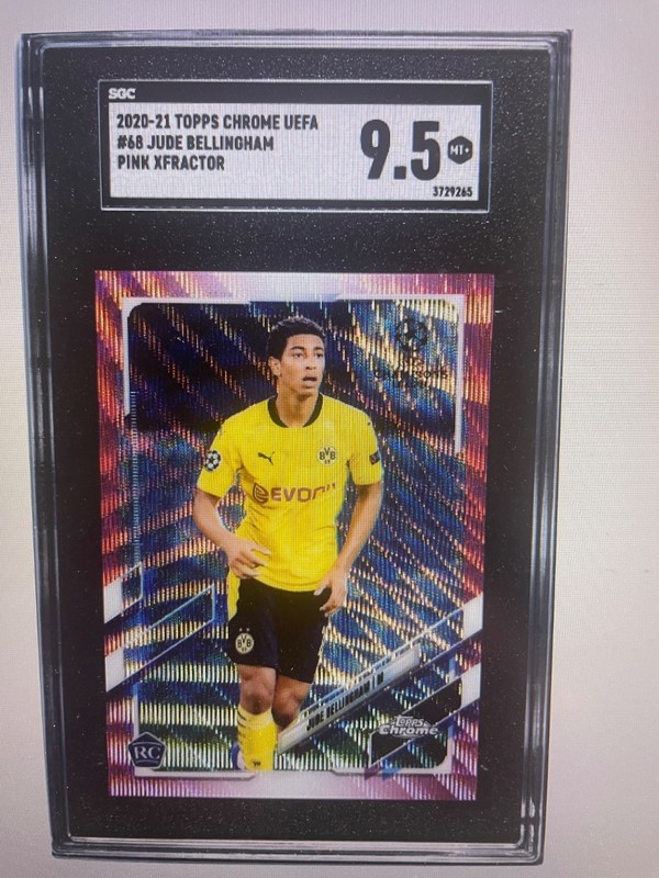 Jude Bellingham 2020 Topps Chrome UCL #68 Pink RC Rookie SGC 9.5 Madrid