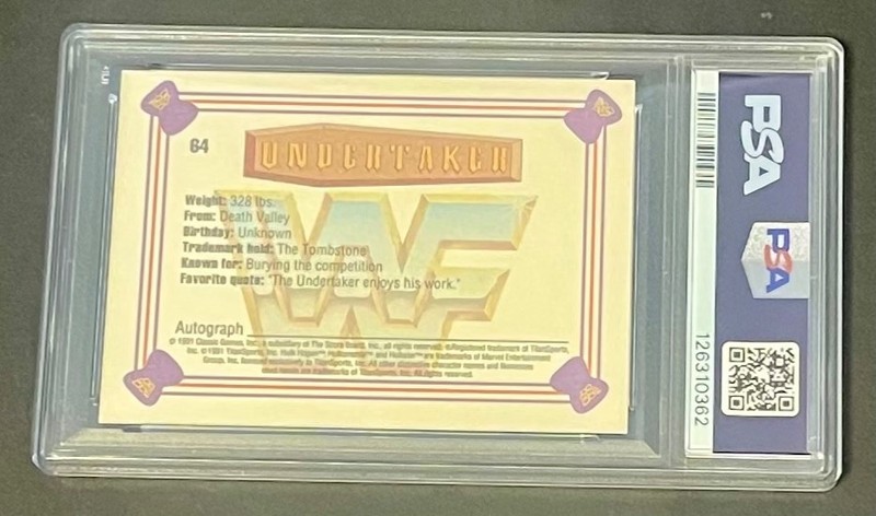 1991 classic WWF European undertaker RC #64 PSA 6 Campaign Cover POP 3, 7 Higher view 2