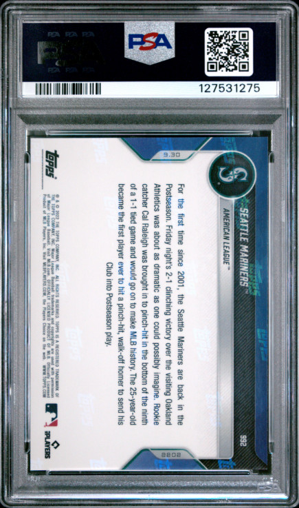 2022 Topps Now - Julio Rodriguez #992 /1623 (RC) PSA 10 view 2