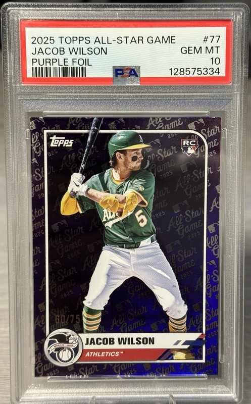 🏆⚾️JACOB WILSON 2025 Topps All-Star Game Purple Foil /75 #PSA 10 GEM MINT!⚾️🏆