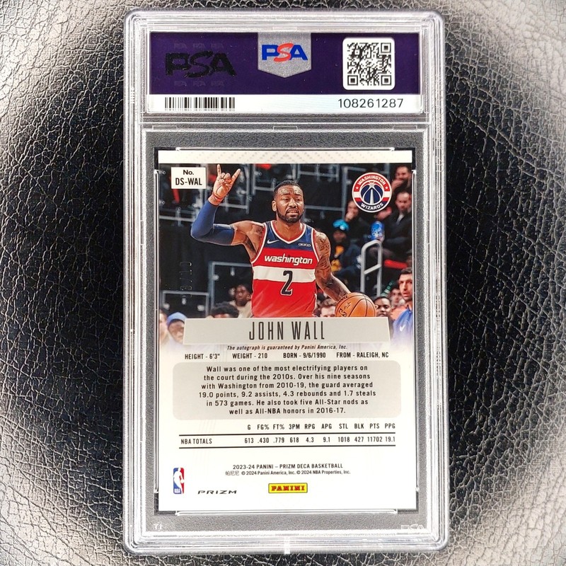 PSA 9 JOHN WALL /10 Signature GOLD Auto MINT 2023 Prizm Deca Basketball WIZARDS view 2