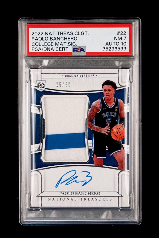 2022 National Treasures College NBA RPA Rookie Patch Auto Paolo Banchero RC PSA