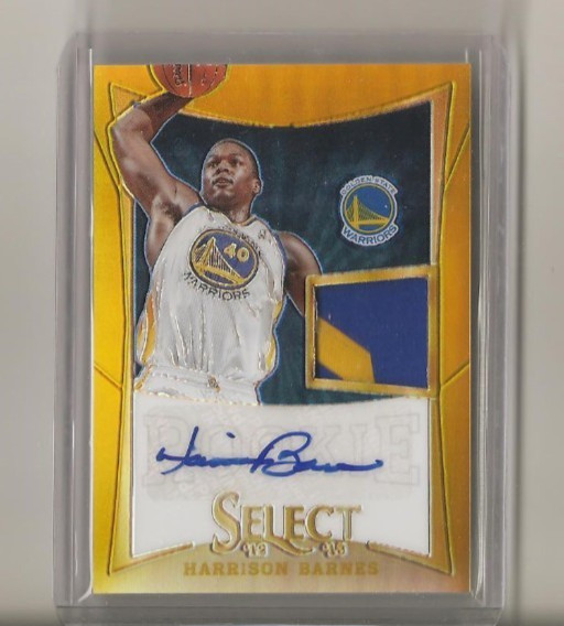 2012-13 Panini Select HARRISON BARNES Gold Prizm Rookie Patch Auto RPA 1/10 #275