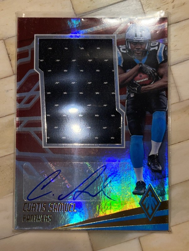 2017 Panini Phoenix Curtis Samuel Rookie Jumbo Patch Auto #141/149 Panthers RC view 2