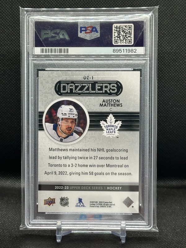 2022-23 Auston Matthews Upper Deck Series 1 Dazzlers Blue #DZ-1 PSA 9 MINT view 2