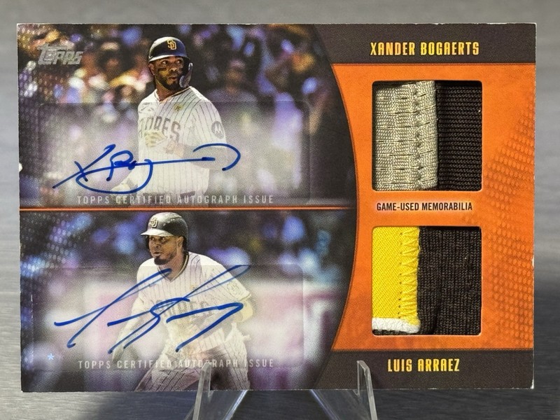 LUIS ARRAEZ/XANDER BOGAERTS 2025 Topps Major League Material Dual Patch AUTO /25 view 2