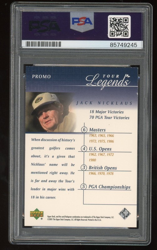 2001 Upper Deck Promo Card Jack Nicklaus Auto Signed PSA/DNA Masters Golf view 2