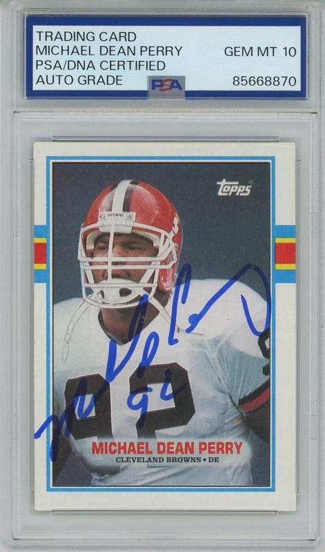 1989 Topps #148 Michael Dean Perry signed Rookie Browns PSA/DNA auto Grade 10 view 1