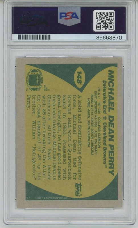 1989 Topps #148 Michael Dean Perry signed Rookie Browns PSA/DNA auto Grade 10  view 2