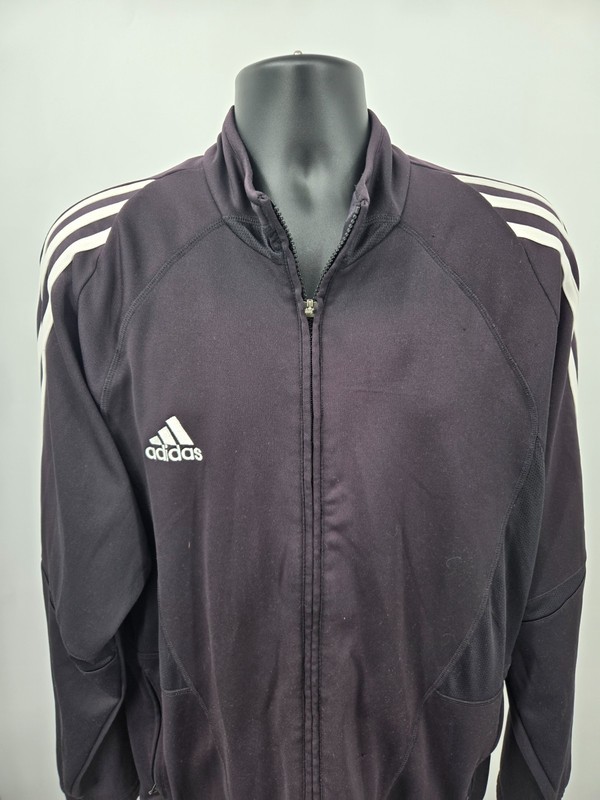 Vintage Adidas Track Jacket Large Black White Striped Full Zip Logo Mens view 2