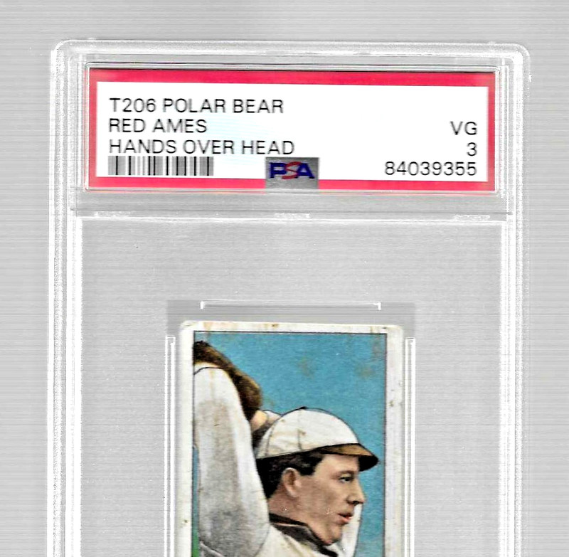 1909-1911 T206 POLAR BEAR TOBACCO BASEBALL CARD PSA 3 RED AMES NEW YORK GIANTS view 2