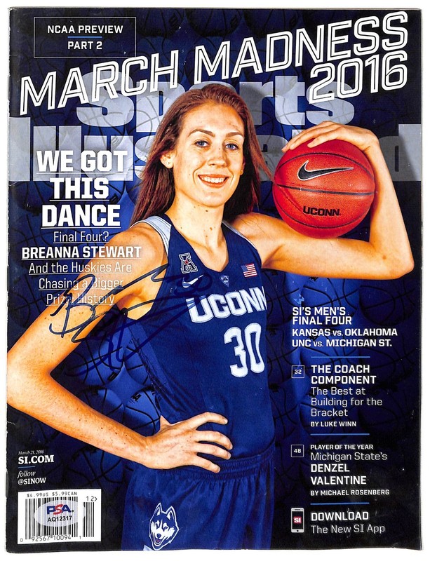 Breanna Stewart Signed 2016 Sports Illustrated Magazine No Label PSA/DNA UConn view 1