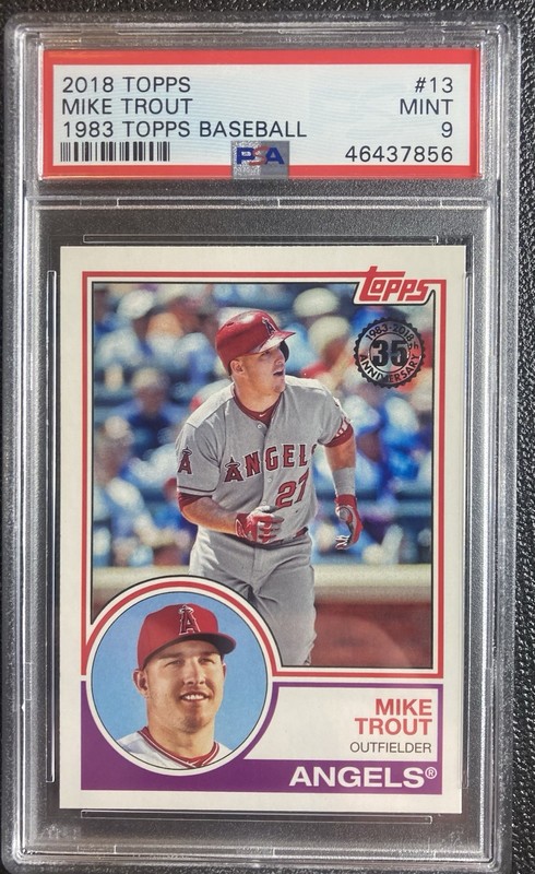 2018 TOPPS  #13 MIKE TROUT 1983 TOPPS BASEBALL PSA 9 MINT
