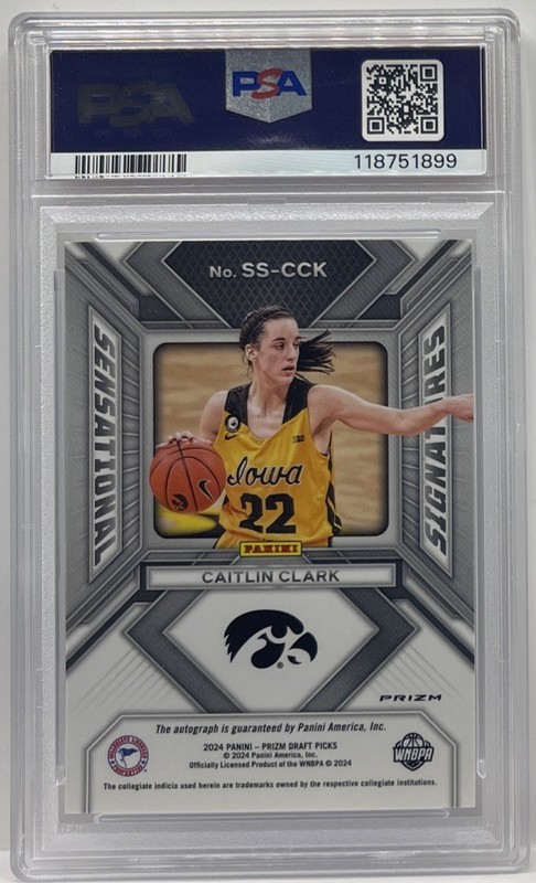 2024 PRIZM DRAFT PICKS SENSATIONAL SIGNATURES SILVER AUTO CAITLIN CLARK PSA 10 view 2
