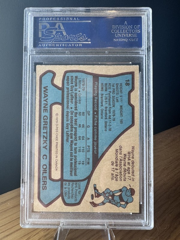 1979 O-Pee-Chee Wayne Gretzky Rookie RC #18 PSA 8 NM-MT | Edmonton Oilers HOF view 2