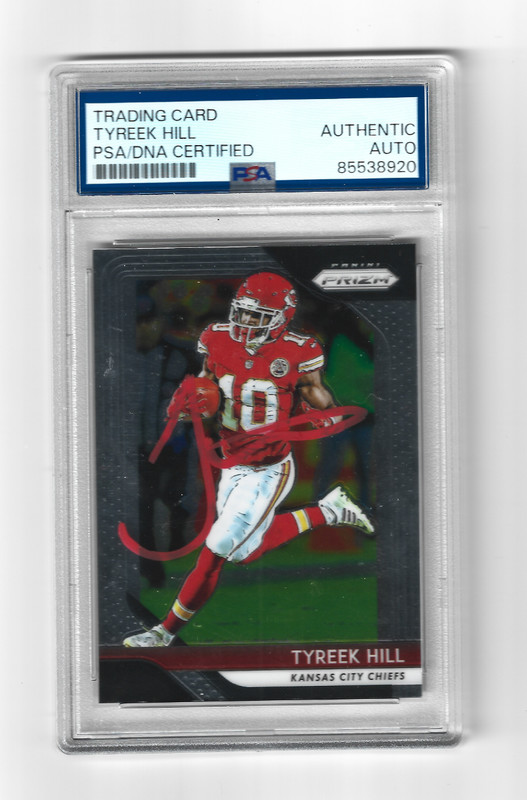 2018 Panini Prizm Tyreek Hill #103 Auto Red Ink PSA/DNA Certified Authentic
