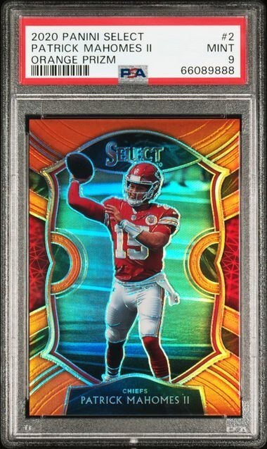 2020 Panini Select Patrick Mahomes II Orange Prizm #2 PSA 9 Mint 45/49