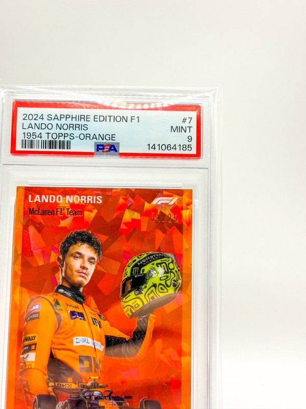 2024 Sapphire Edition F1 Lando Norris 1954 Topps Orange 14/25 PSA 9 view 2