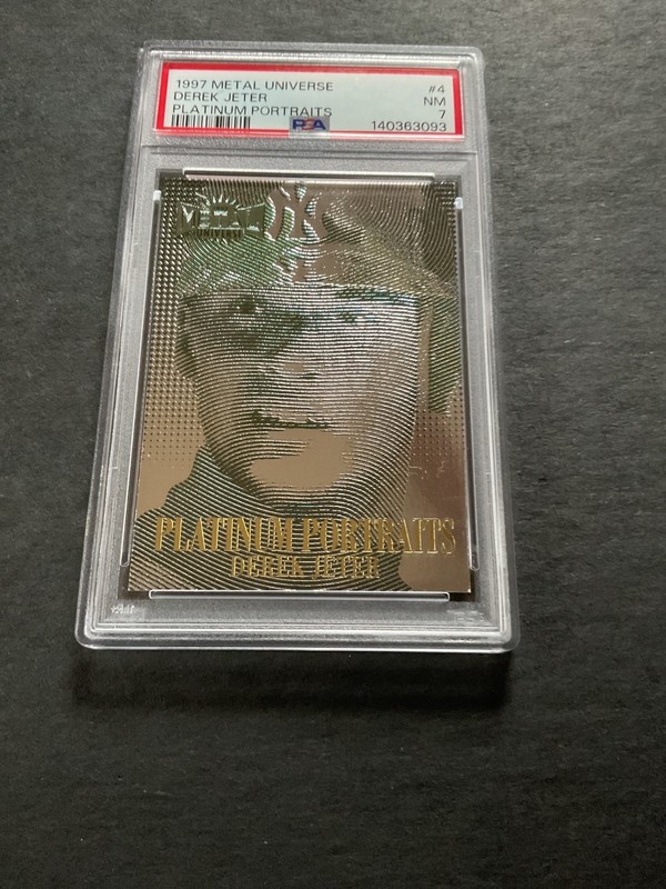 1997 METAL UNIVERSE #4 DEREK JETER PLATINUM PORTRAITS GRADED PSA 7 NM