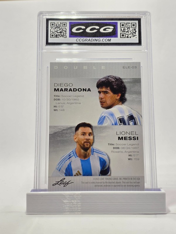 Leaf Legends Dual Maradona Messi #ELE-03 CCG 10 Gem Mint Argentina ⚽ view 2