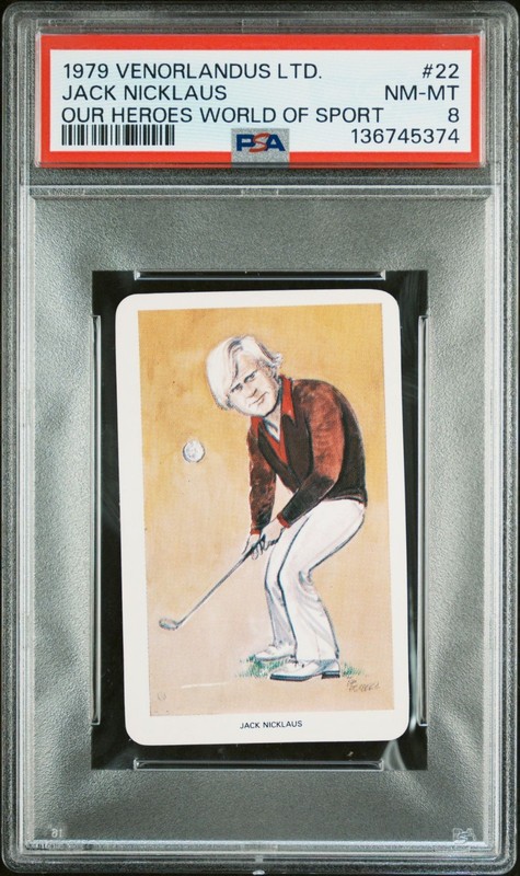 1979 VENORLANDUS LTD. OUR HEROES WORLD OF SPORT #22 JACK NICKLAUS PSA 8